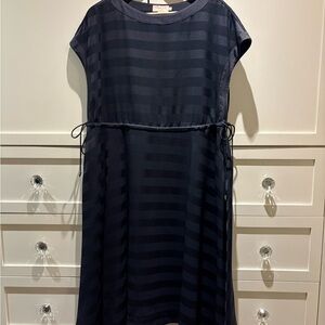 Elegant Navy Blue Striped Dress